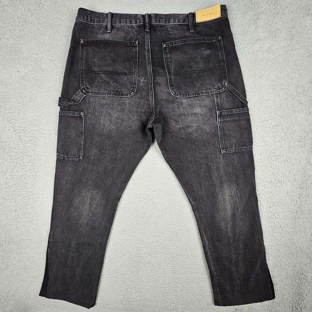 MNML Carpenter Jeans Men 37x28.5 Black Double Knee Utility Workwear Denim Pants - Picture 2 of 7